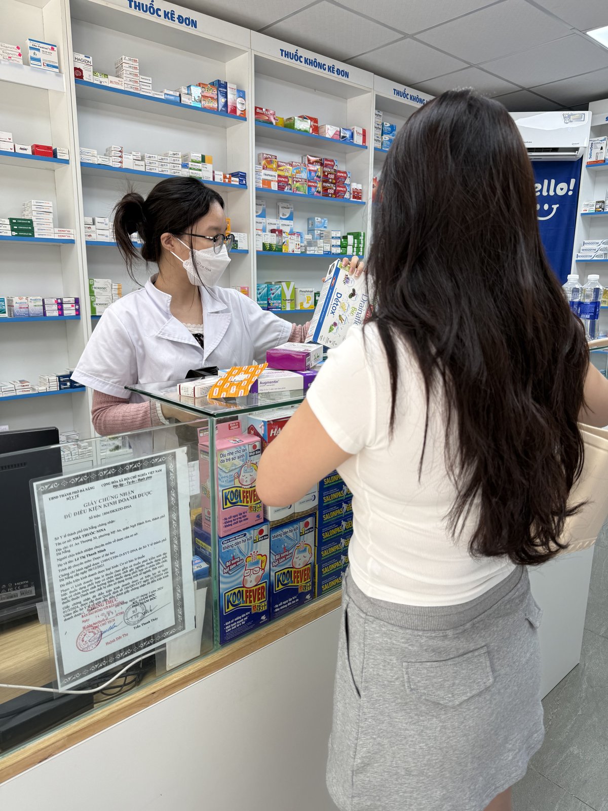 The pharmacy counter, Monday morning.