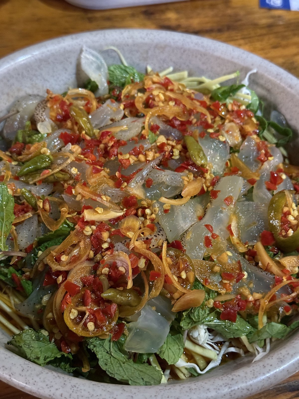 Gỏi sứa, my first jellyfish.