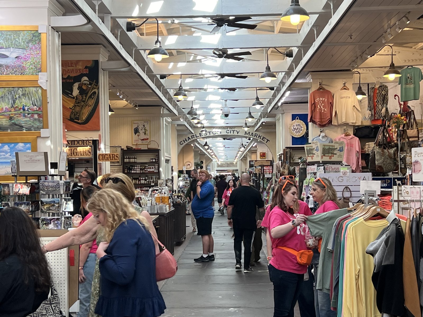 The market sheds, four blocks long.