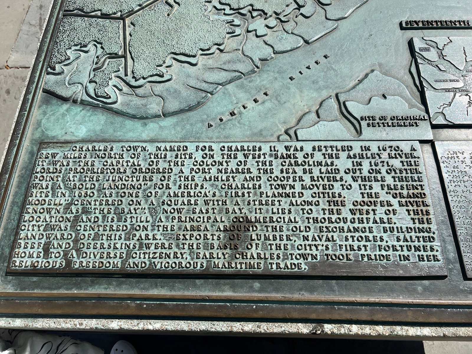 One of the bronze maps along the harbor walk.
