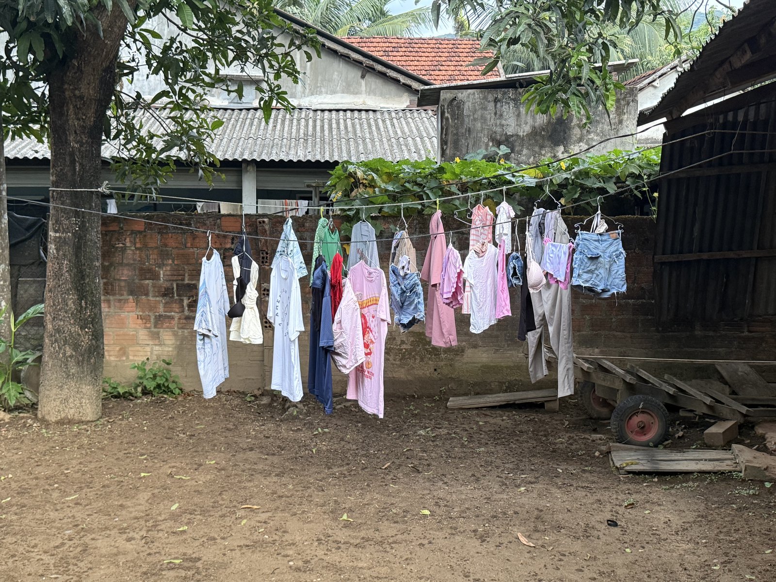 Laundry day starts early in Thuận An.