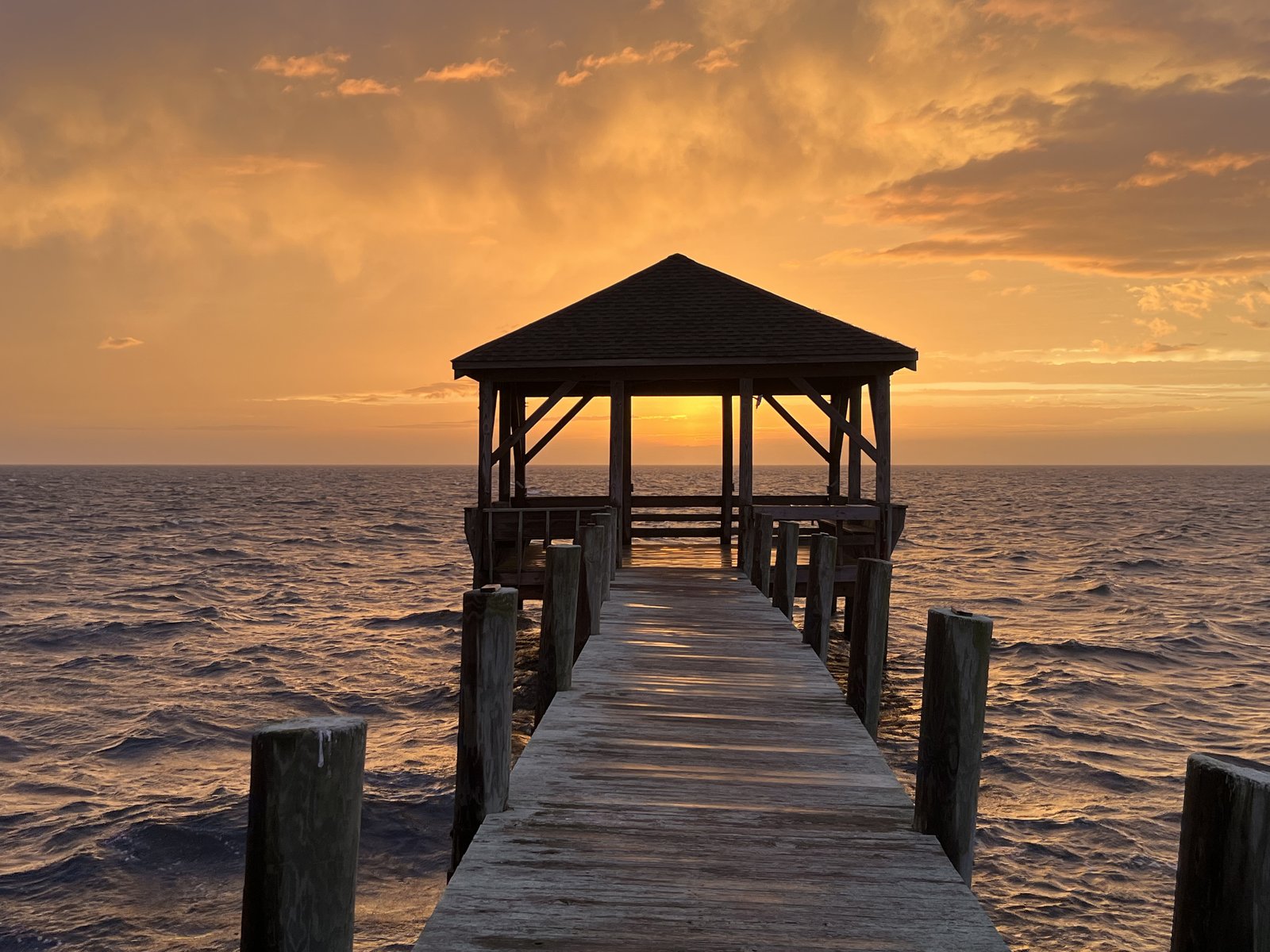 Sunset at the end of the pier, Rodanthe.