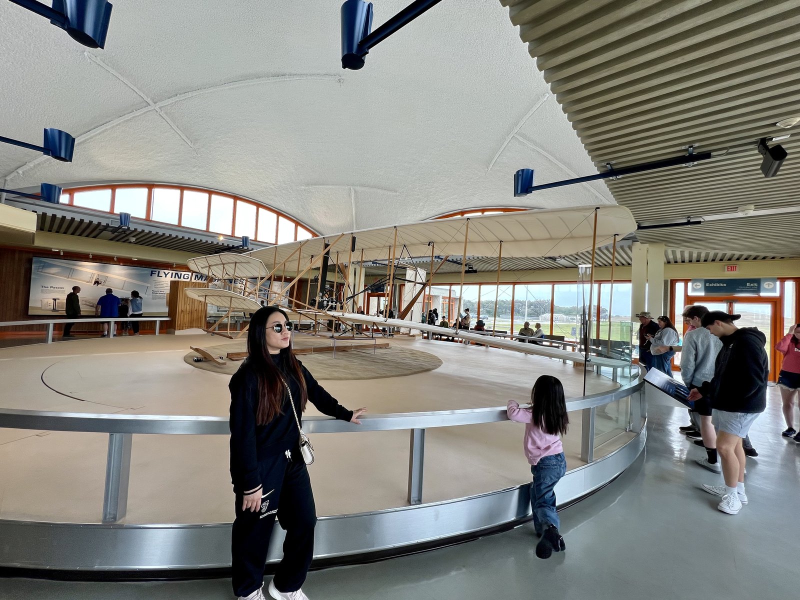 A full-size reproduction of the 1903 Flyer in the Flight Room.