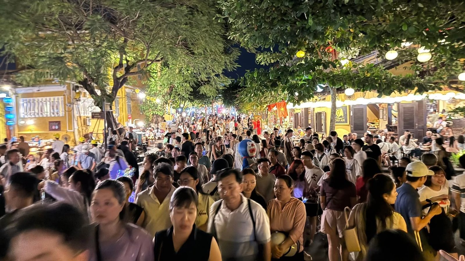 The old town after dark, on a Friday night in June.