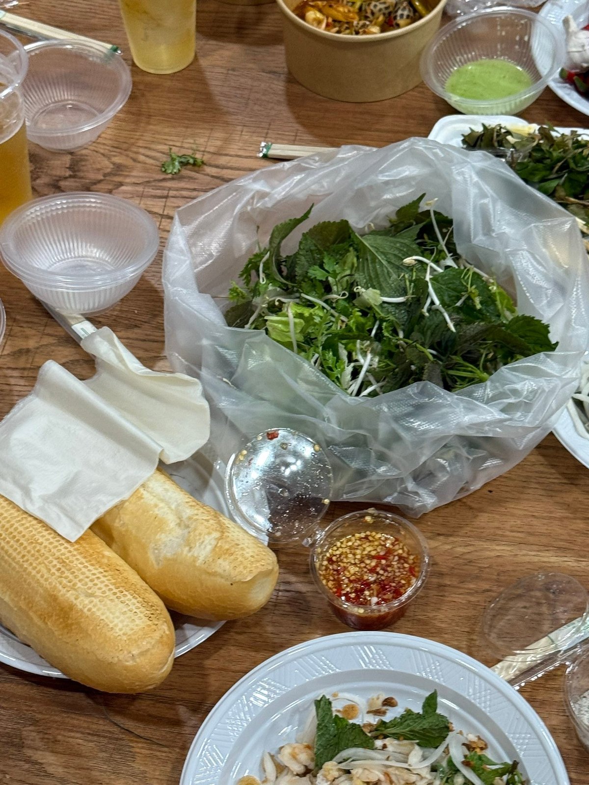 Baguettes, the garden, and a little dipping sauce.